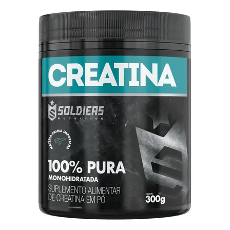 Creatina Monohidratada Pote 300g Soldiers Nutrition 100% Pura Importada Performance Músculo Treino Sem Sabor