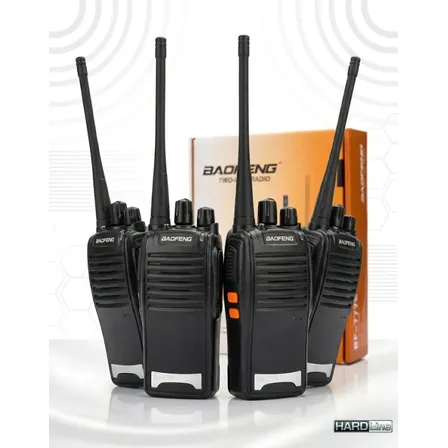 Kit 4 Walk Talk Radio Comunicador Baofeng Bf-777s 16ch Até 12km Preto - Marca Hardline 127/220v