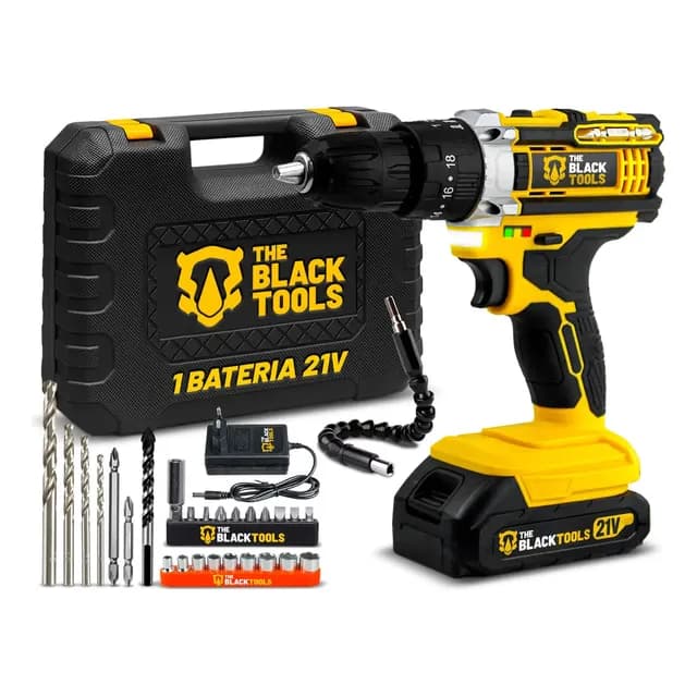 Parafusadeira E Furadeira Impacto The Black Tools Tb-21pw 3/8 Cor Amarelo Frequência 50/60 Hz 127/220v 60hz
