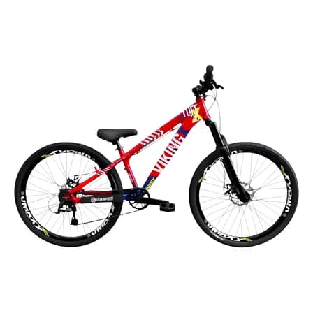 Bicicleta Vikingx Tuff X25 Vmaxx Aro 26 21v Freios A Disco Vermelho E Azul/branco Metalico 13.5