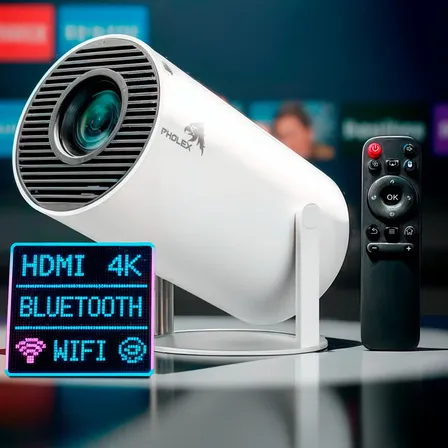 Projetor Hy300 Smart Portátil Pholex Full Hd 4k Android 11 Wifi Bluetooth Mini Projetor Home Theater Branco Imagem... 127/220v