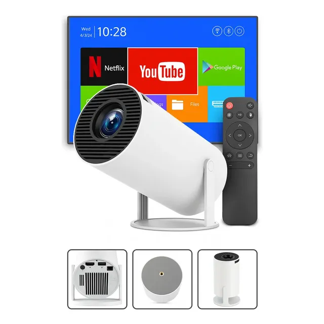 Mini Projetor Davely Hy300 4k Android Com Wi-fi E Bluetooth Branco 127/220v