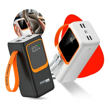 Power Bank Turbo Carregador Portátil 50.000mah Digital Usb Rápido Display Digital Branco Ou Preto - Marca Hardline Branco/preto
